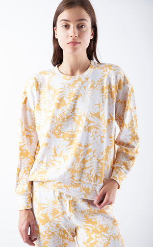 Floral Sweatshirt, YELLOW/WHITE