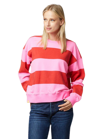 Boyfriend Stripes Sweatshirt, Cherri