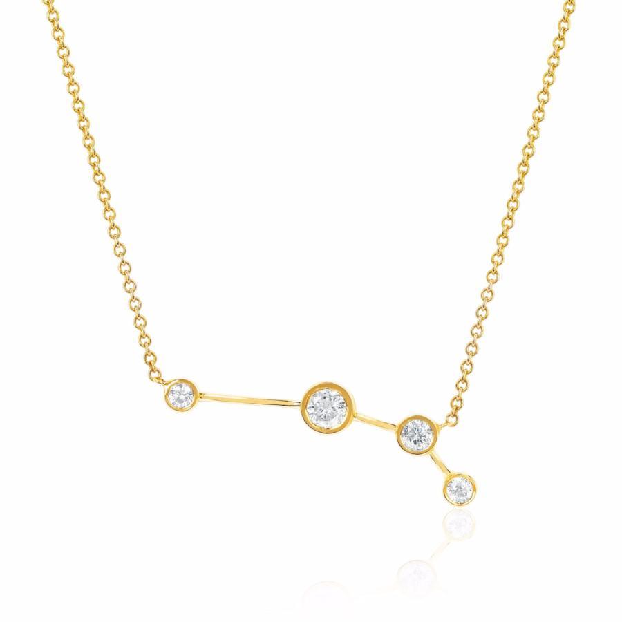 Aries Diamond Constellation Necklace, Yellow Gold (C)